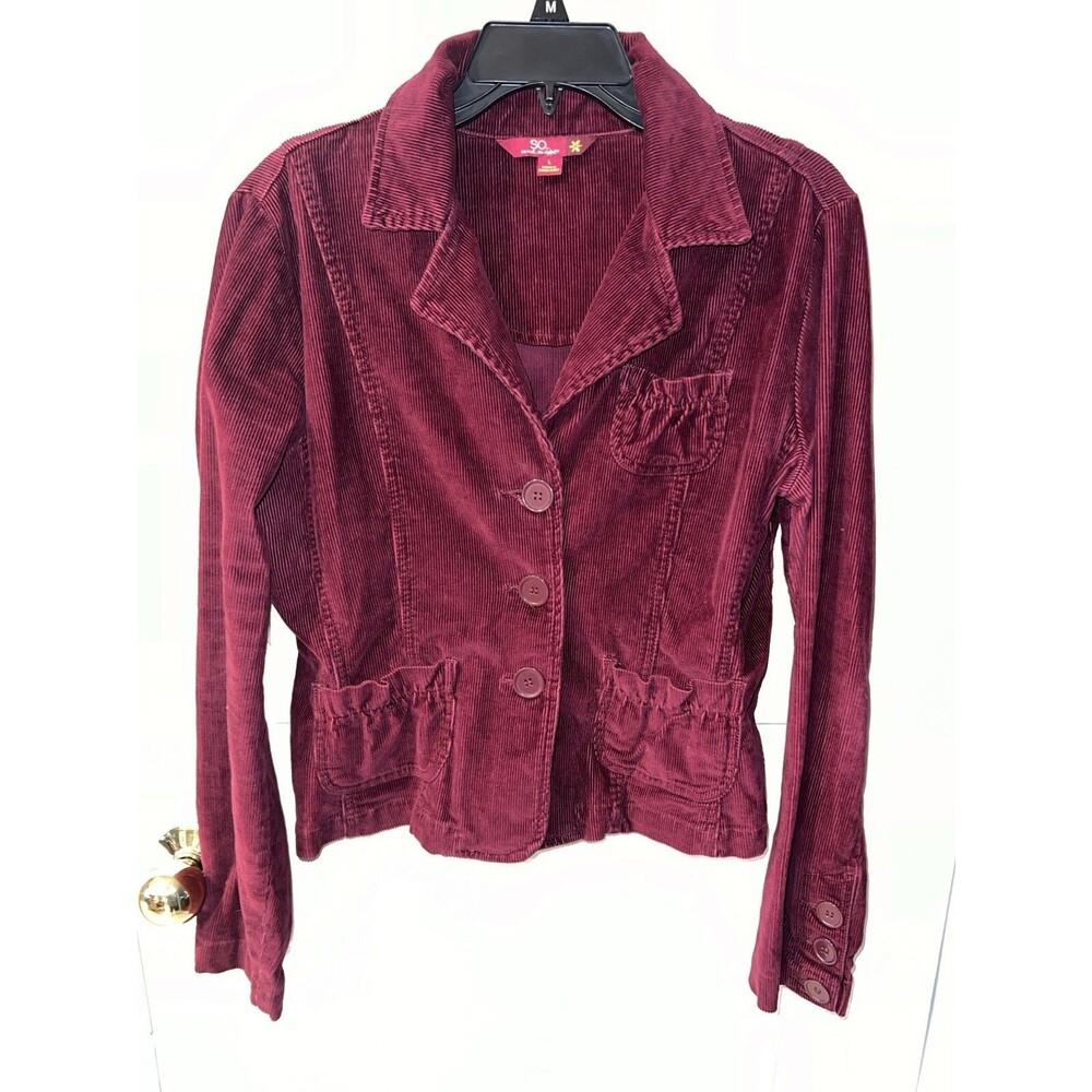 SO REAL SO RIGHT Jacket Womens Sz Large Red Corduroy Button Y2K Academia Vintage - Picture 8 of 8